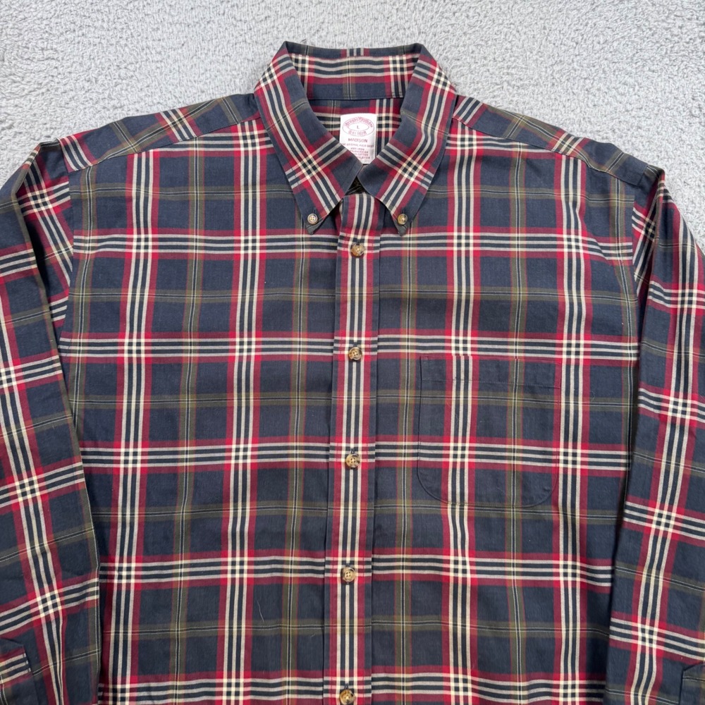 Brooks Brothers Madison Fit Plaid Long Sleeve Button Down Shirt Mens L Cotton - Picture 3 of 8